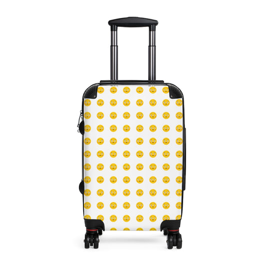 Geotrott Emojis Pleading Face Cabin Suitcase Extended Storage Adjustable Telescopic Handle Double Wheeled Polycarbonate Hard-Shell Built-In Lock