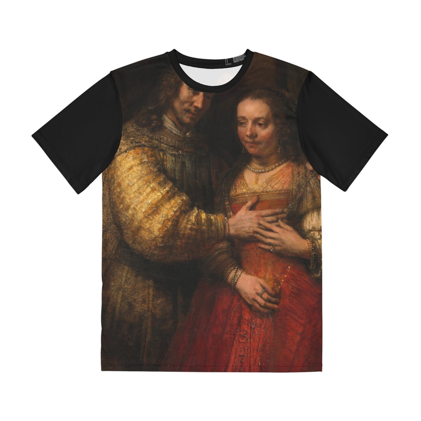 Rembrandt Harmensz Van Rijn Portret Van Een Paar als Oudtestamentische Figuren Genaamd Het Joodse Bruidje Classic Art Men's Polyester Tee (AOP)-All Over Prints-Geotrott