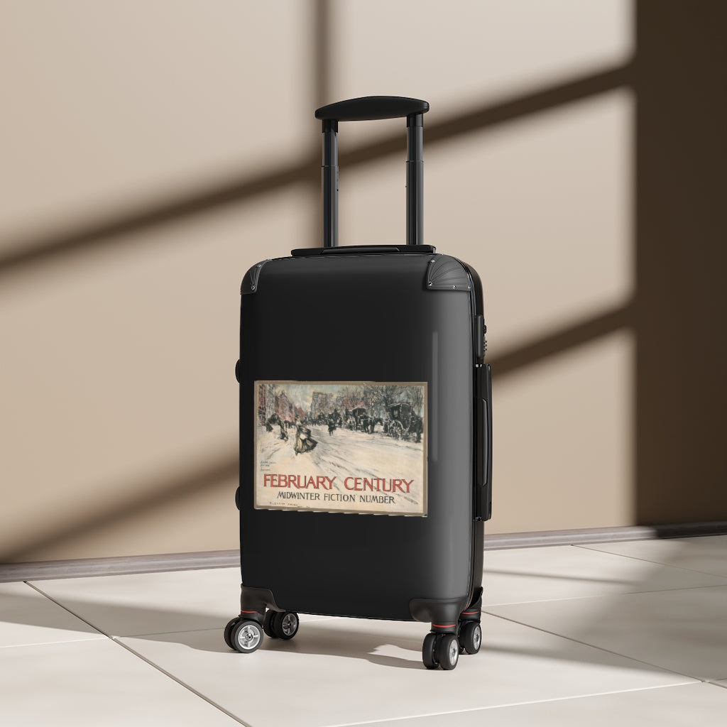 Geotrott February Century Midcentury Fiction Number World Classic Poster Black Cabin Suitcase Extended Storage Adjustable Telescopic Handle Double Wheeled Polycarbonate Hard-Shell Built-In Lock