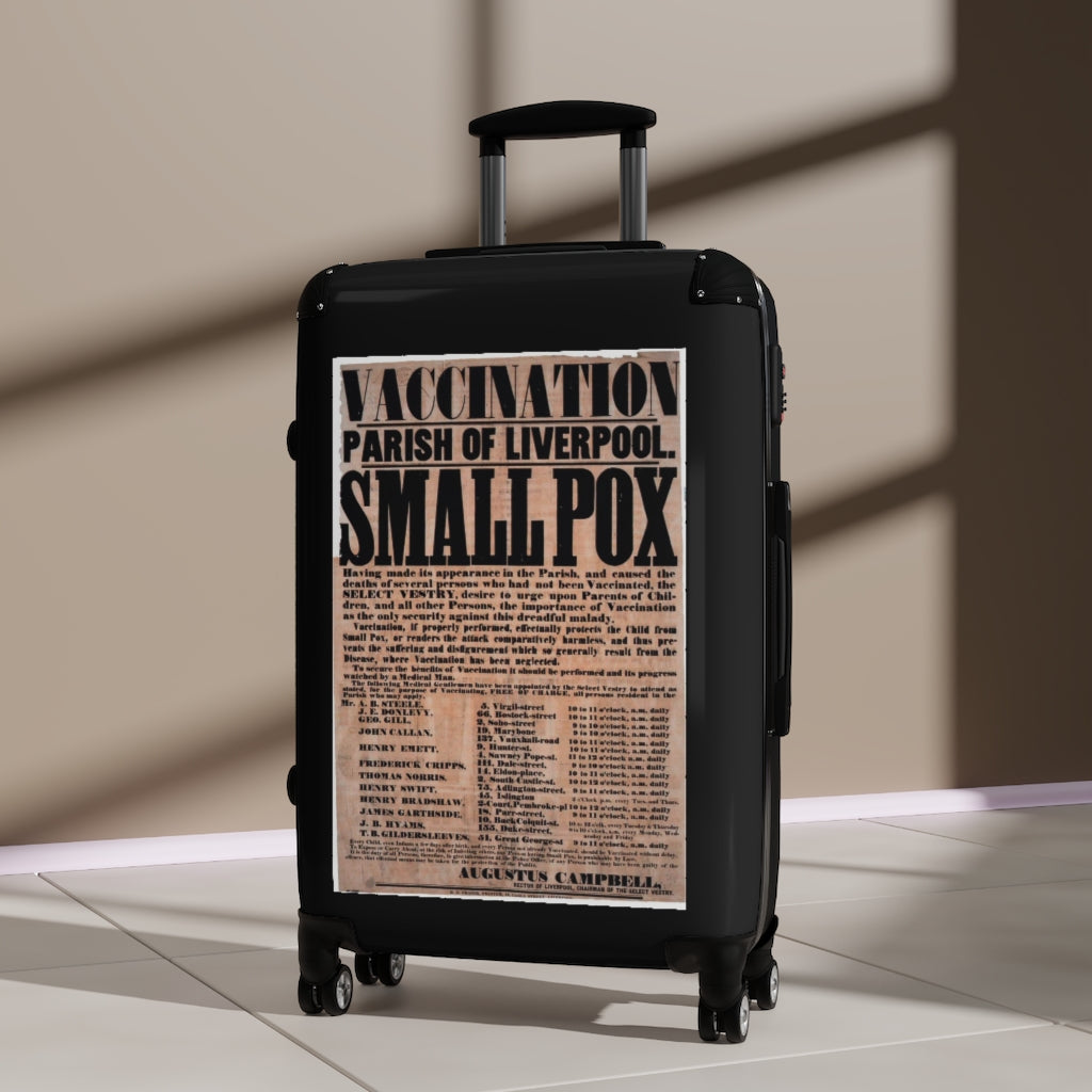 Getrott Vaccination Parish of Liverpool Small Pox World Classic Poster Black Cabin Suitcase Extended Storage Adjustable Telescopic Handle Double wheeled Polycarbonate Hard-shell Built-in Lock-Bags-Geotrott