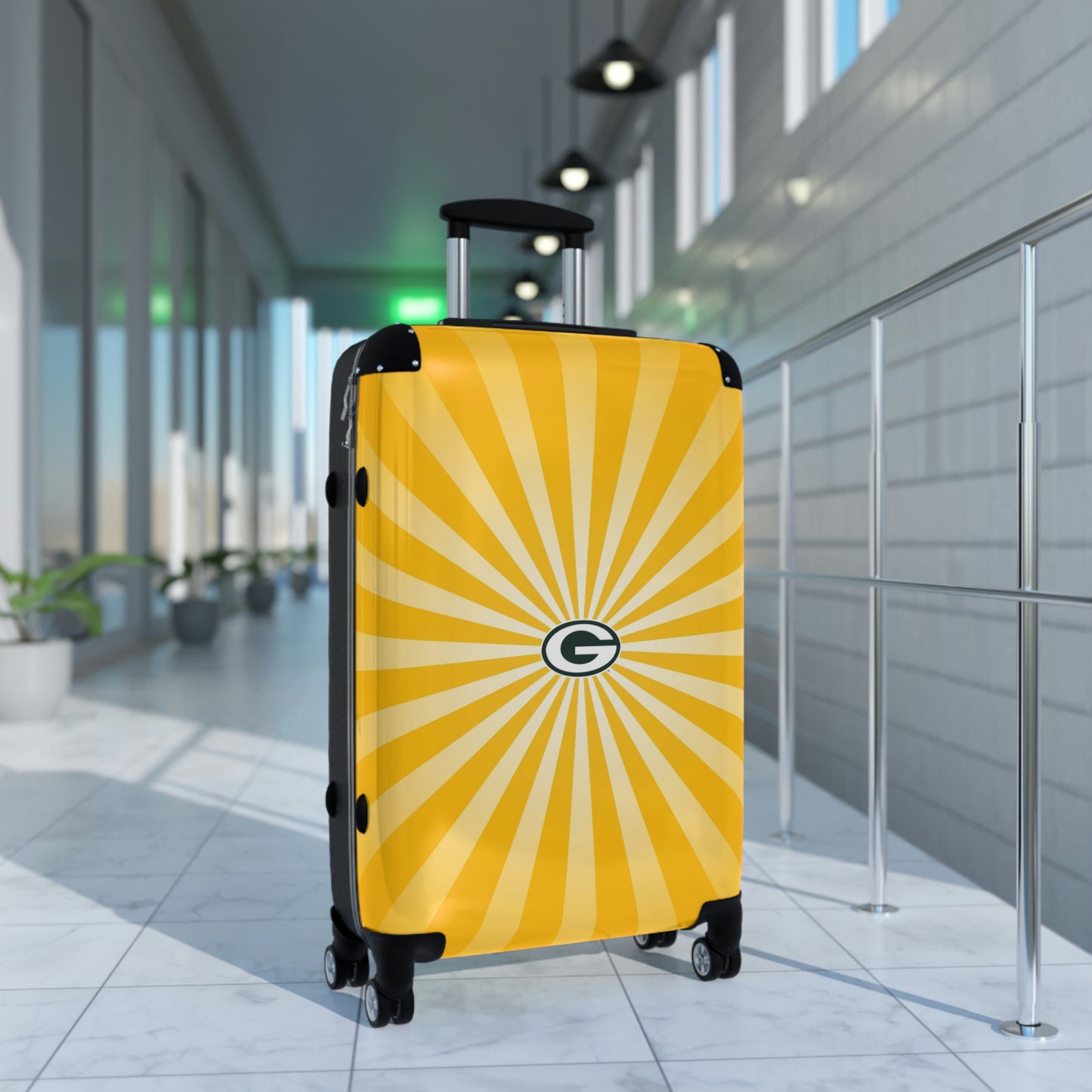 Geotrott Greenbay Packers National Football League Nfl Team Logo Cabin Suitcase Rolling Luggage Checking Bag