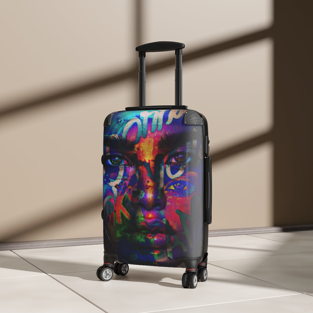 Getrott Eddy Bogaert Graffiti Art Girl Face 1 Cabin Suitcase Inner Pockets Extended Storage Adjustable Telescopic Handle Inner Pockets Double wheeled Polycarbonate Hard-shell Built-in Lock