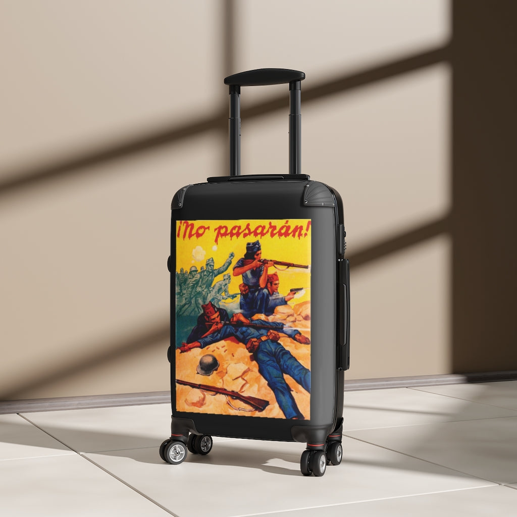 Getrott No Pasaran Spanish Civil War World Classic Poster Black Cabin Suitcase Extended Storage Adjustable Telescopic Handle Double wheeled Polycarbonate Hard-shell Built-in Lock-Bags-Geotrott