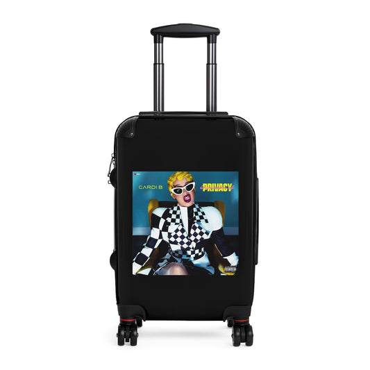 Cardi B Invasion Of Privacy Black Cabin Suitcase Extended Storage Adjustable Telescopic Handle Double Wheeled Polycarbonate Hard Shell Built In Lock