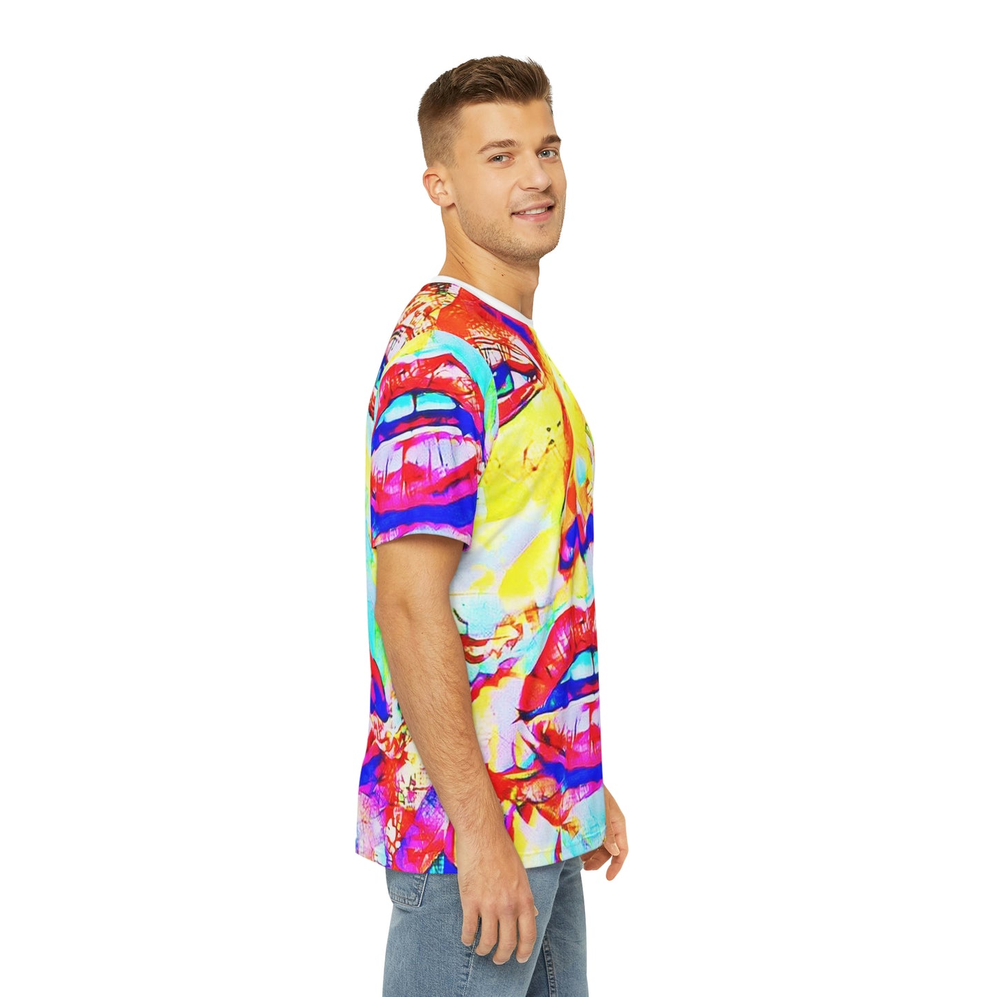 Copy of Copy of Copy of Copy of Copy of Copy of Eddy Bogaert Graffiti Bieber Statue of Liberty Art Men's Polyester Tee (AOP)-All Over Prints-Geotrott