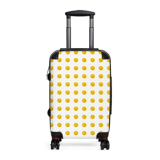 Geotrott Emojis Winking Face Cabin Suitcase Extended Storage Adjustable Telescopic Handle Double Wheeled Polycarbonate Hard-Shell Built-In Lock