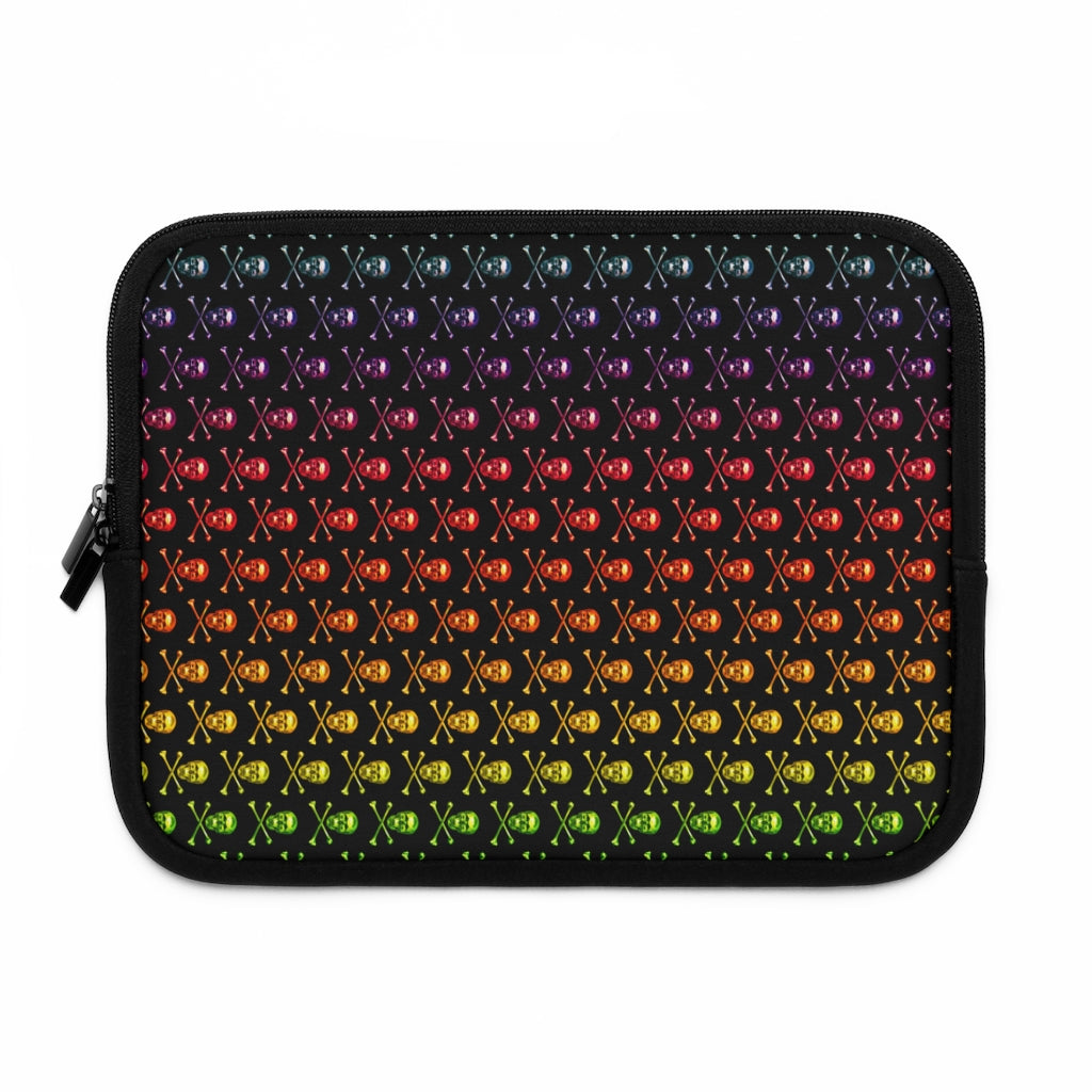 Getrott Raibow Skull and Bones Pattern Black Laptop Sleeve-Laptop Sleeve-Geotrott