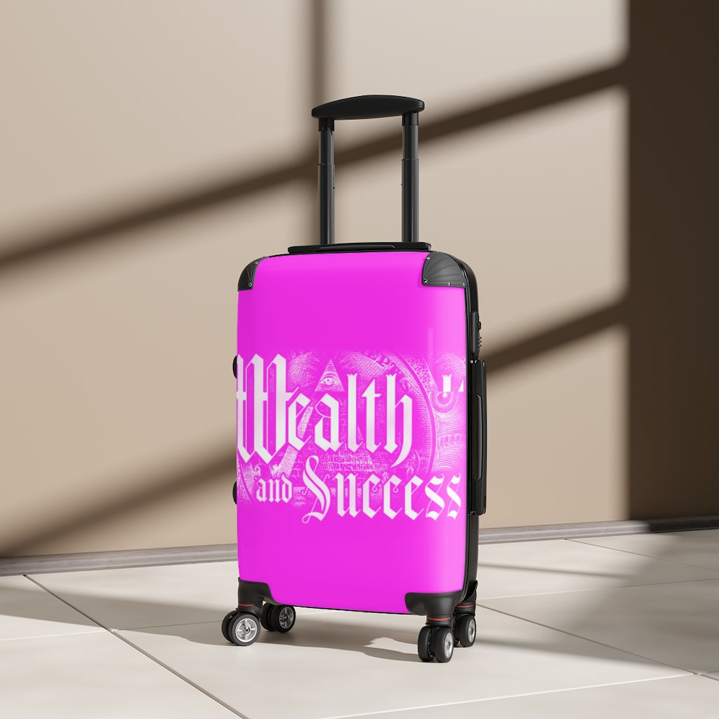 Getrott Pink Wealth And Success Mesage Pink Cabin Suitcase Extended Storage Adjustable Telescopic Handle Double wheeled Polycarbonate Hard-shell Built-in Lock-Bags-Geotrott