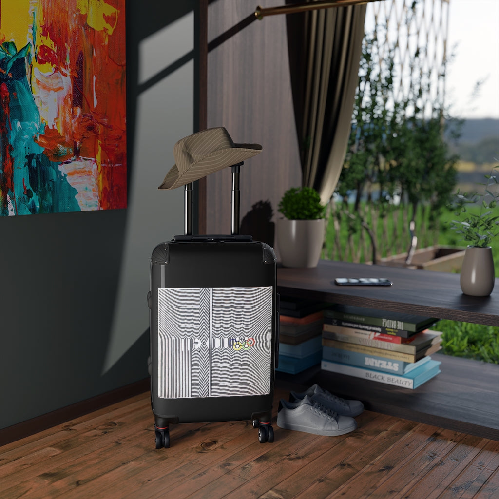 Getrott Mexico Olympics 1983 World Classic Poster Black Cabin Suitcase Inner Pockets Extended Storage Adjustable Telescopic Handle Inner Pockets Double wheeled Polycarbonate Hard-shell Built-in Lock