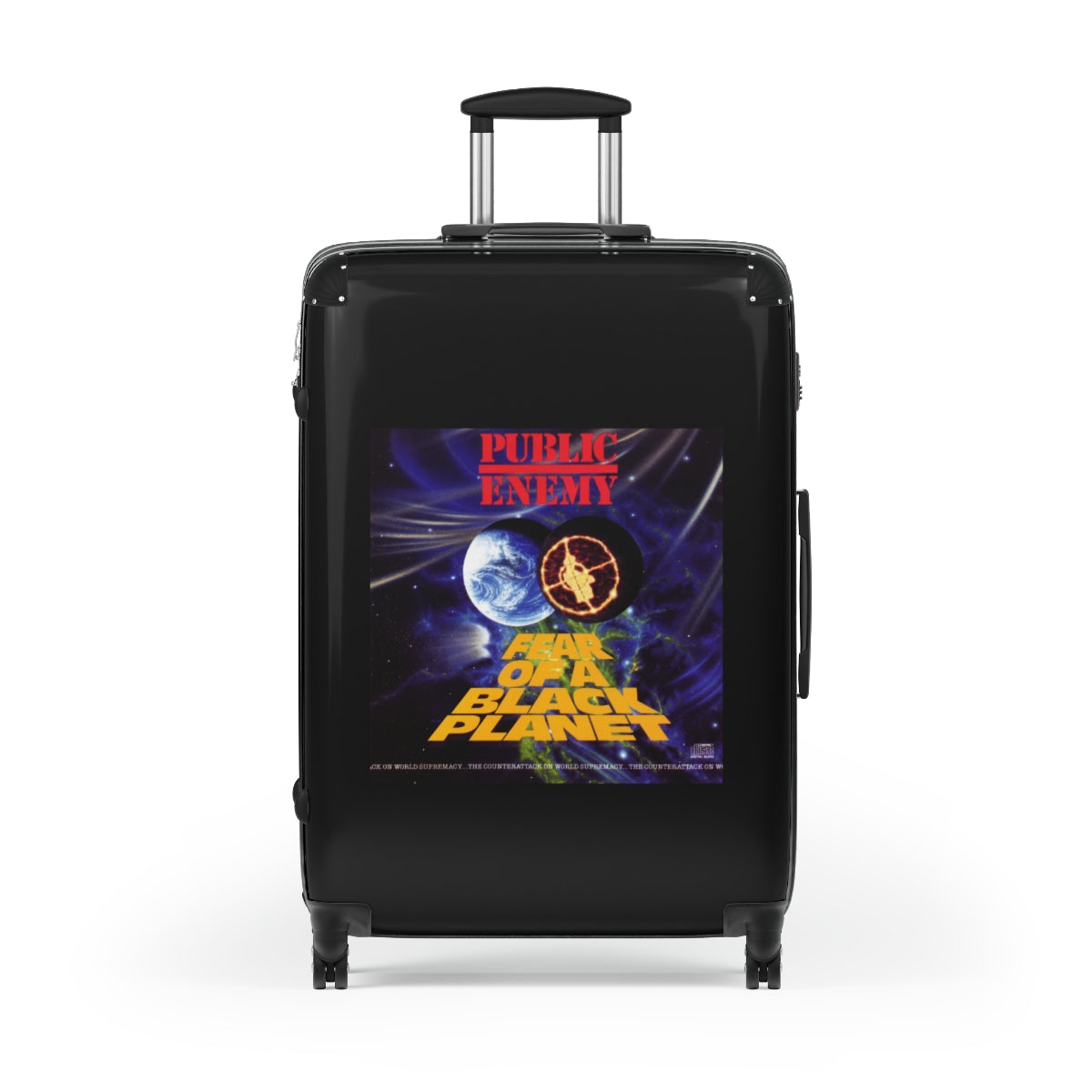 Geotrott Public Enemy Fear Of A Black Planet 1990 Black Cabin Suitcase Extended Storage Adjustable Telescopic Handle Double Wheeled Polycarbonate Hard Shell Built In Lock