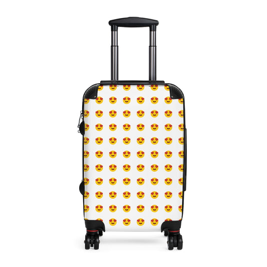 Geotrott Emojis Smiling Face With Heart-Eyes Cabin Suitcase Extended Storage Adjustable Telescopic Handle Double Wheeled Polycarbonate Hard-Shell Built-In Lock