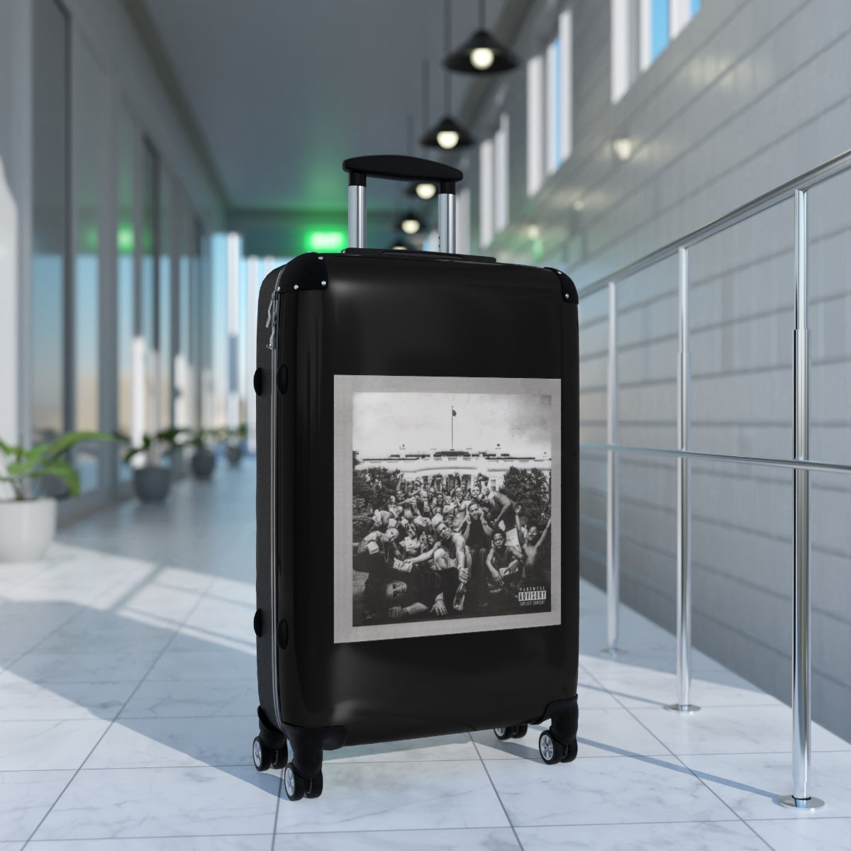 Geotrott Kendrick Lamar To Pimp A Butterfly 2015 Black Cabin Suitcase Extended Storage Adjustable Telescopic Handle Double Wheeled Polycarbonate Hard Shell Built In Lock