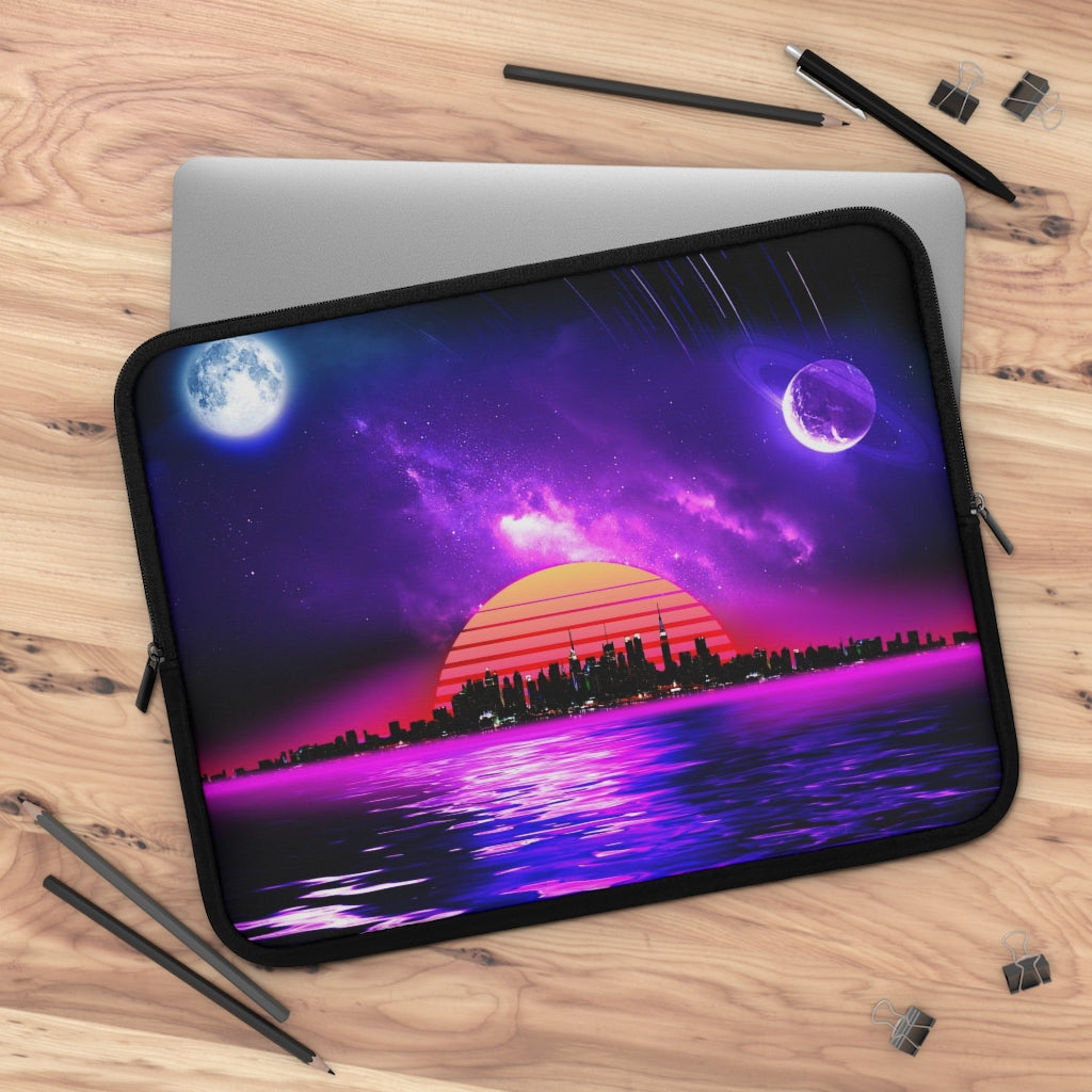 Getrott Space City Sunset Purple Black Laptop Sleeve-Laptop Sleeve-Geotrott