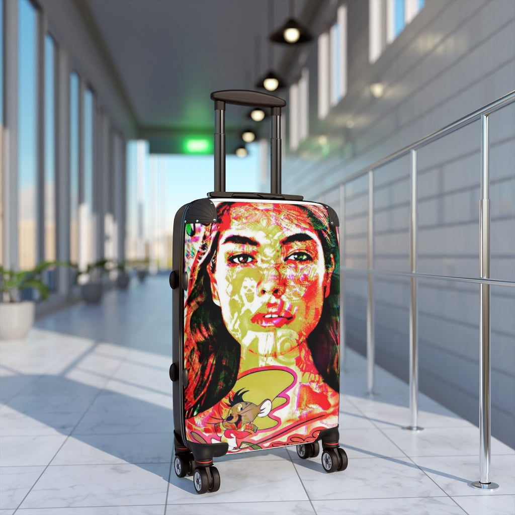 Geotrott Latins Star Graffiti Girl Cabin Suitcase Extended Storage Adjustable Telescopic Handle Double Wheeled Polycarbonate Hard-Shell Built-In Lock
