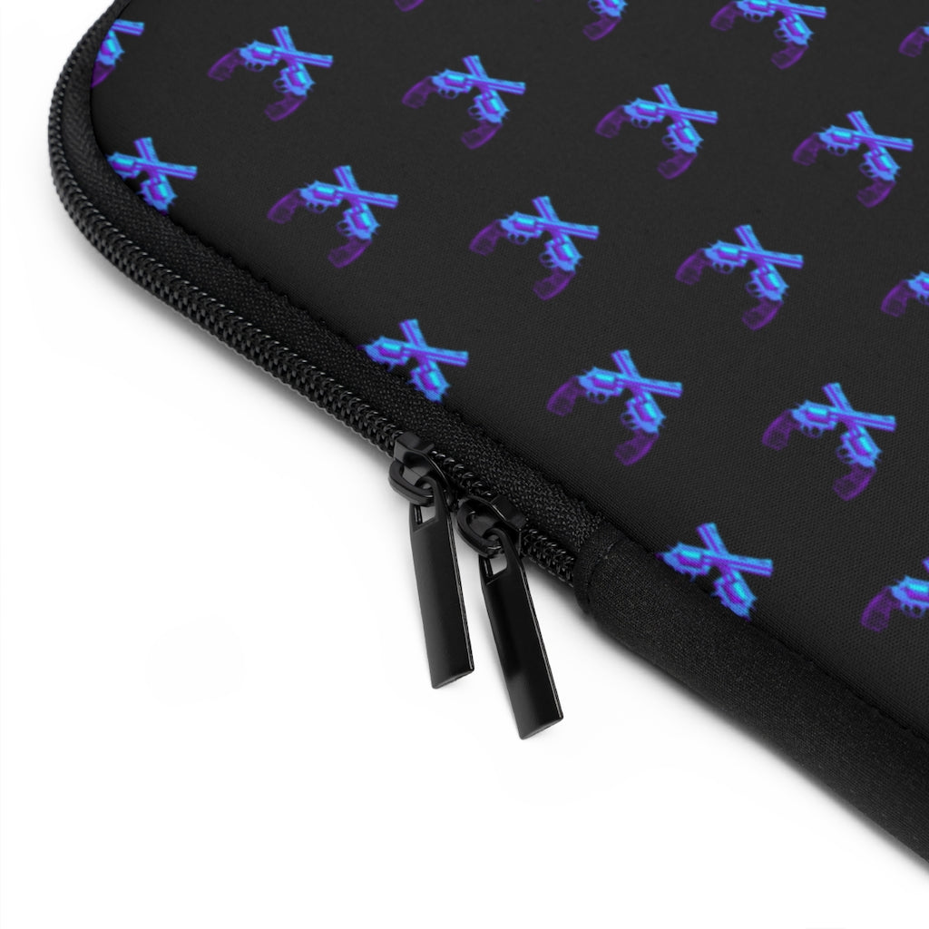 Geotrott Blue Magnum Guns Pattern Black Laptop Sleeve