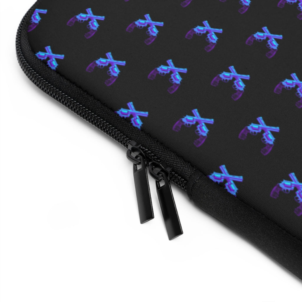 Geotrott Blue Magnum Guns Pattern Black Laptop Sleeve