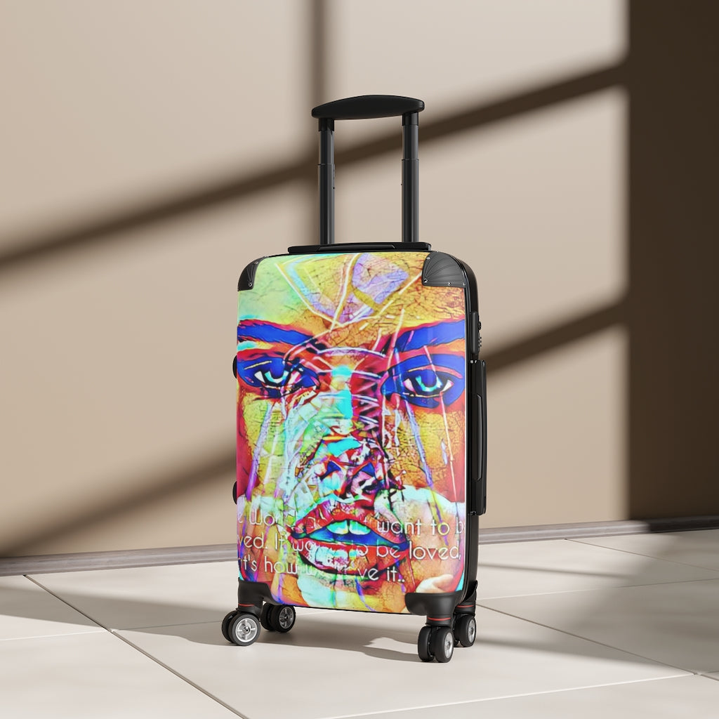 Geotrott Adriana Lima Graffiti Face Cabin Suitcase Extended Storage Adjustable Telescopic Handle Double Wheeled Polycarbonate Hard-Shell Built-In Lock