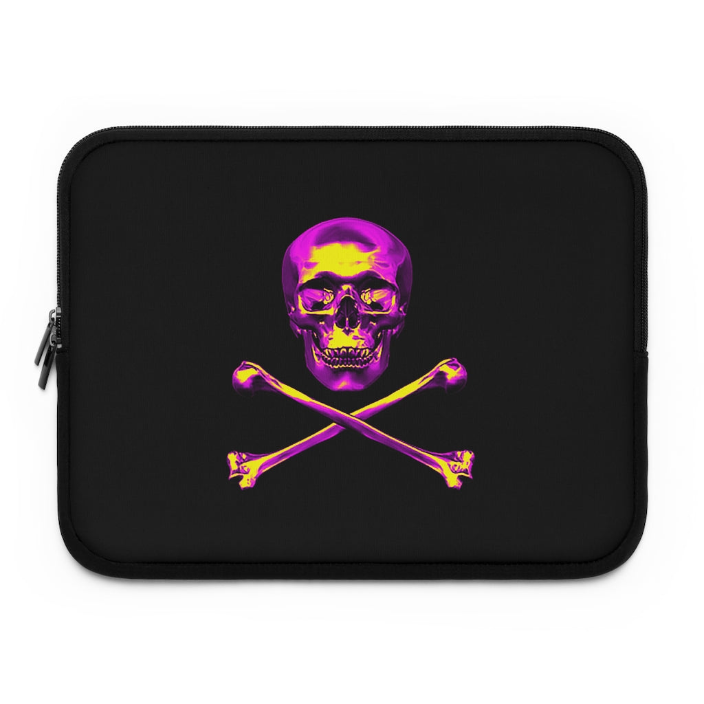 Getrott Pink Skull and Bones Black Laptop Sleeve-Laptop Sleeve-Geotrott