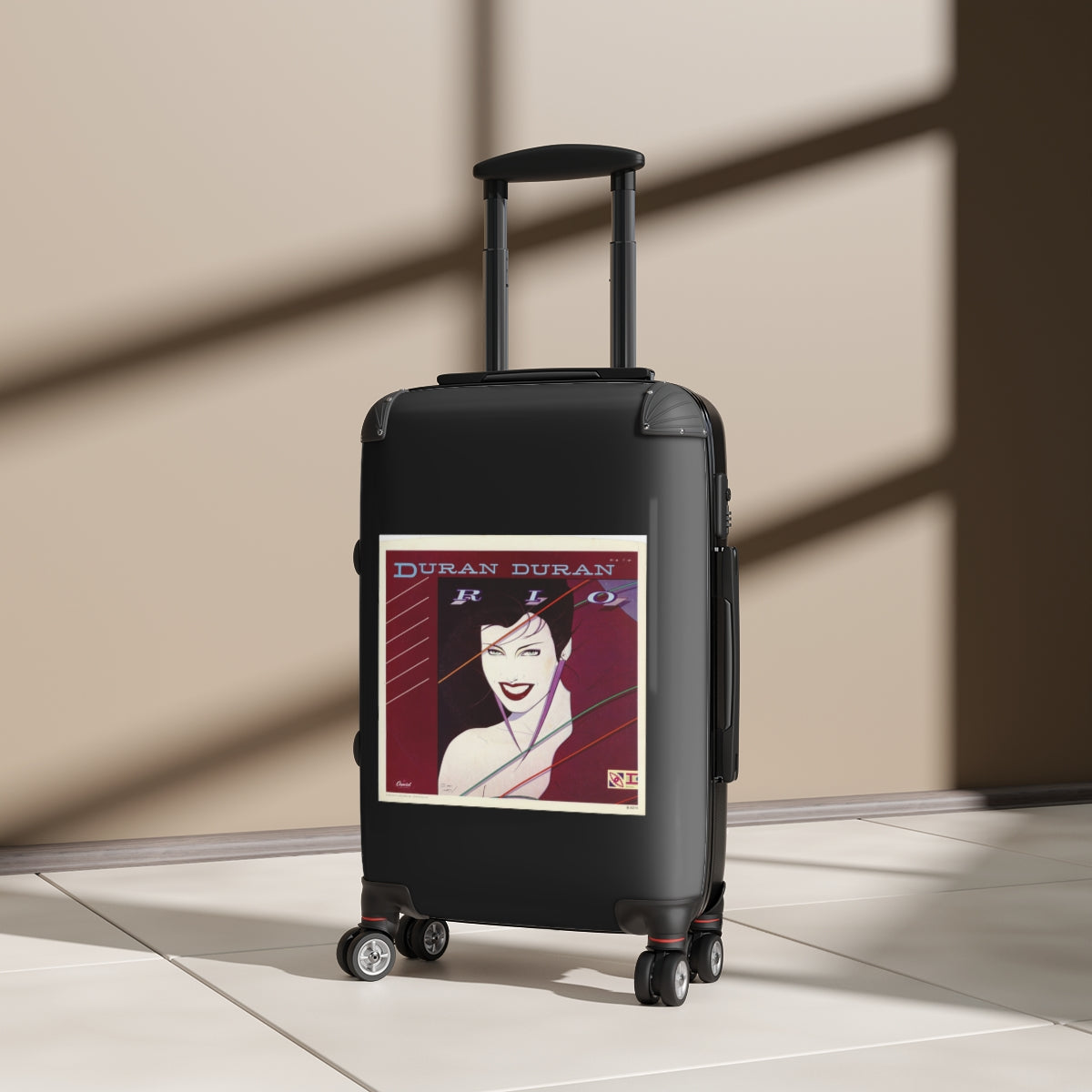 Geotrott Duran Duran Rio Black Cabin Suitcase Extended Storage Adjustable Telescopic Handle Double Wheeled Polycarbonate Hard Shell Built In Lock