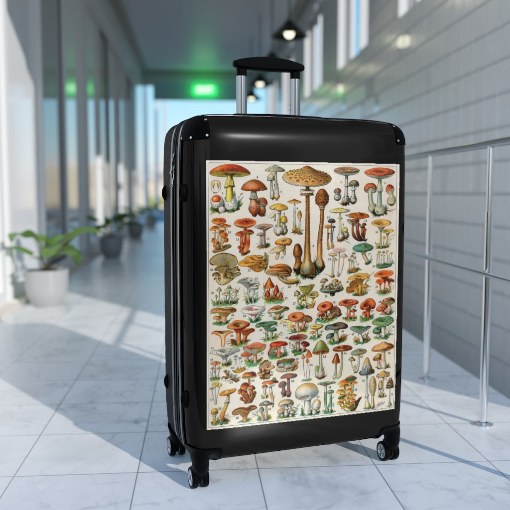 Getrott Mushroom Variaties Old Botanical World Classic Poster Cabin Suitcase Inner Pockets Extended Storage Adjustable Telescopic Handle Inner Pockets Double wheeled Polycarbonate Hard-shell Built-in Lock