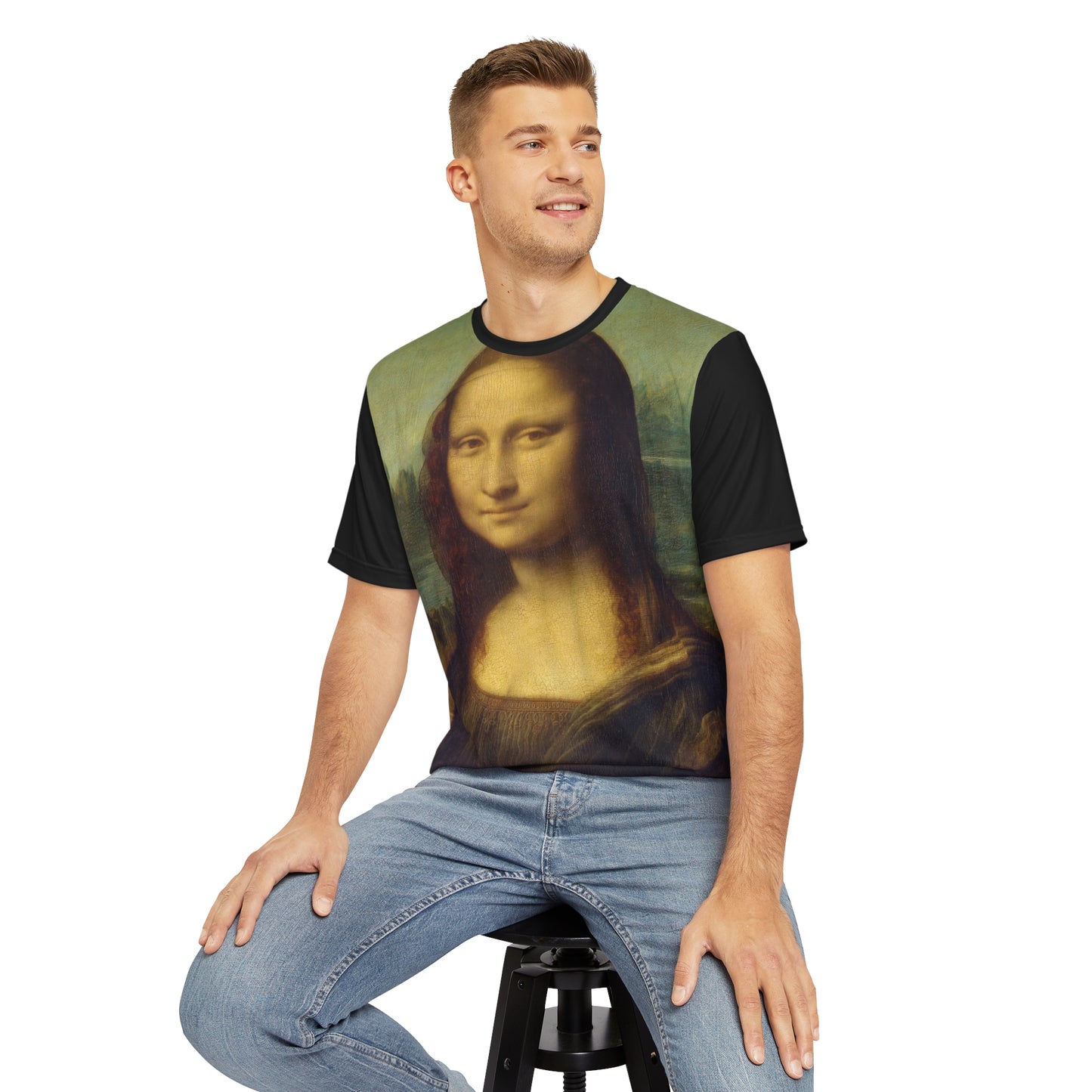 Mona Lisa Painting by Leonardo da Vinci Art Men's Polyester Tee (AOP)-All Over Prints-Geotrott