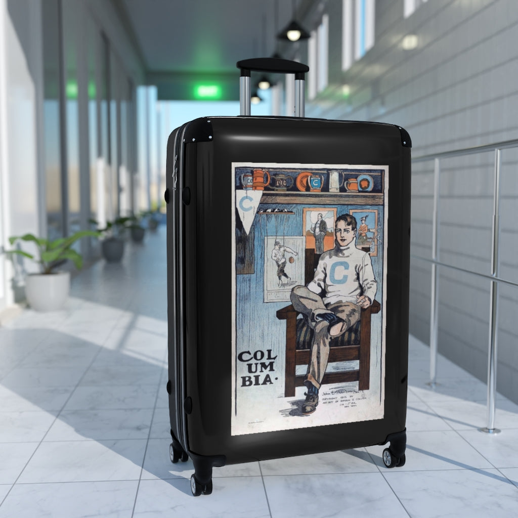 Geotrott Col Um Bia University Club World Classic Poster Black Cabin Suitcase Extended Storage Adjustable Telescopic Handle Double Wheeled Polycarbonate Hard-Shell Built-In Lock