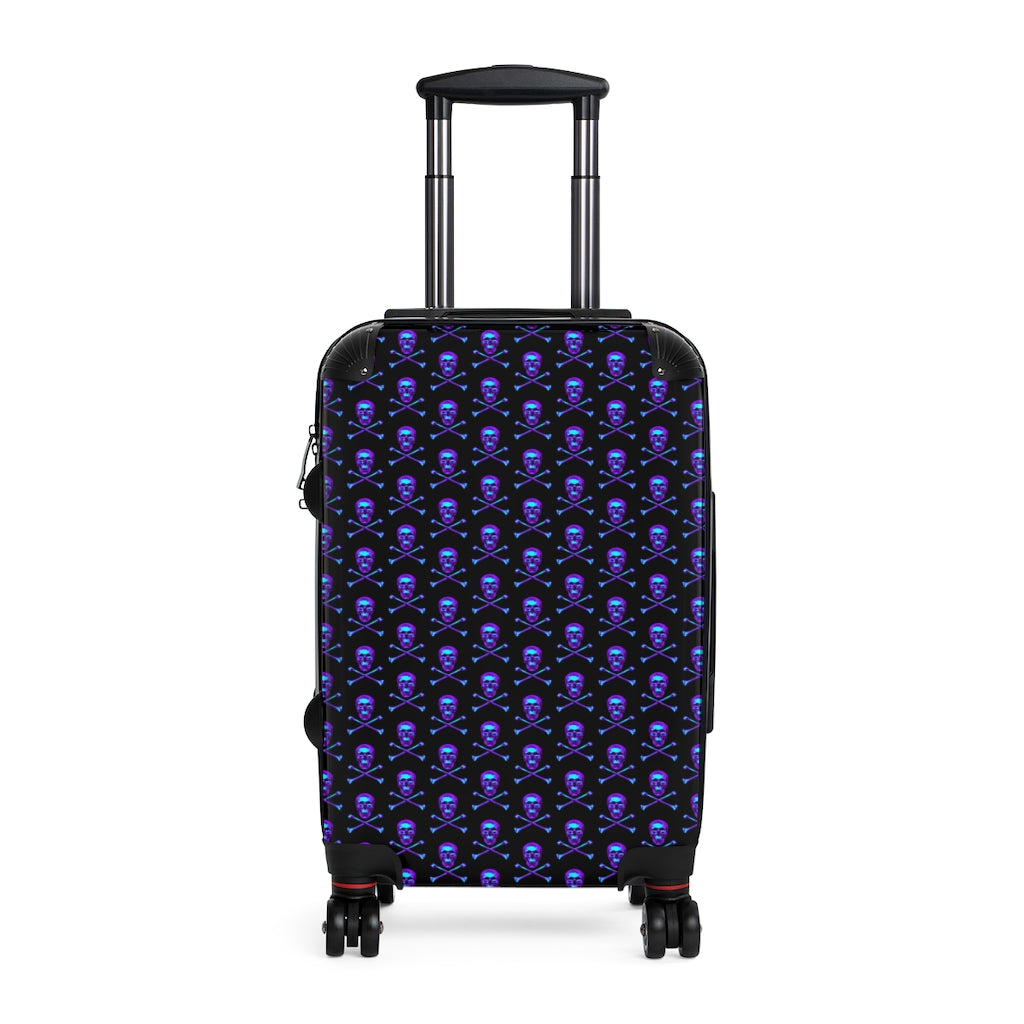 Geotrott Blue Skull & Bones Pattern Black Cabbin Luggage Carry-On Travel Check Luggage 4-Wheel Spinner Suitcase Bag Multiple Colors And Sizes