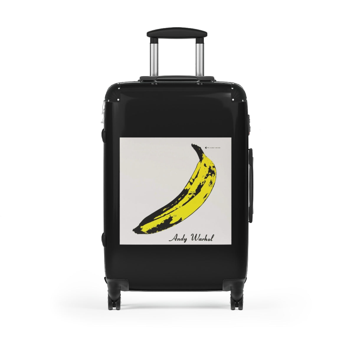Geotrott The Velvet Underground & Nico 1967 Album Cover Black Cabin Suitcase Extended Storage Adjustable Telescopic Handle Double Wheeled Polycarbonate Hard Shell Built In Lock