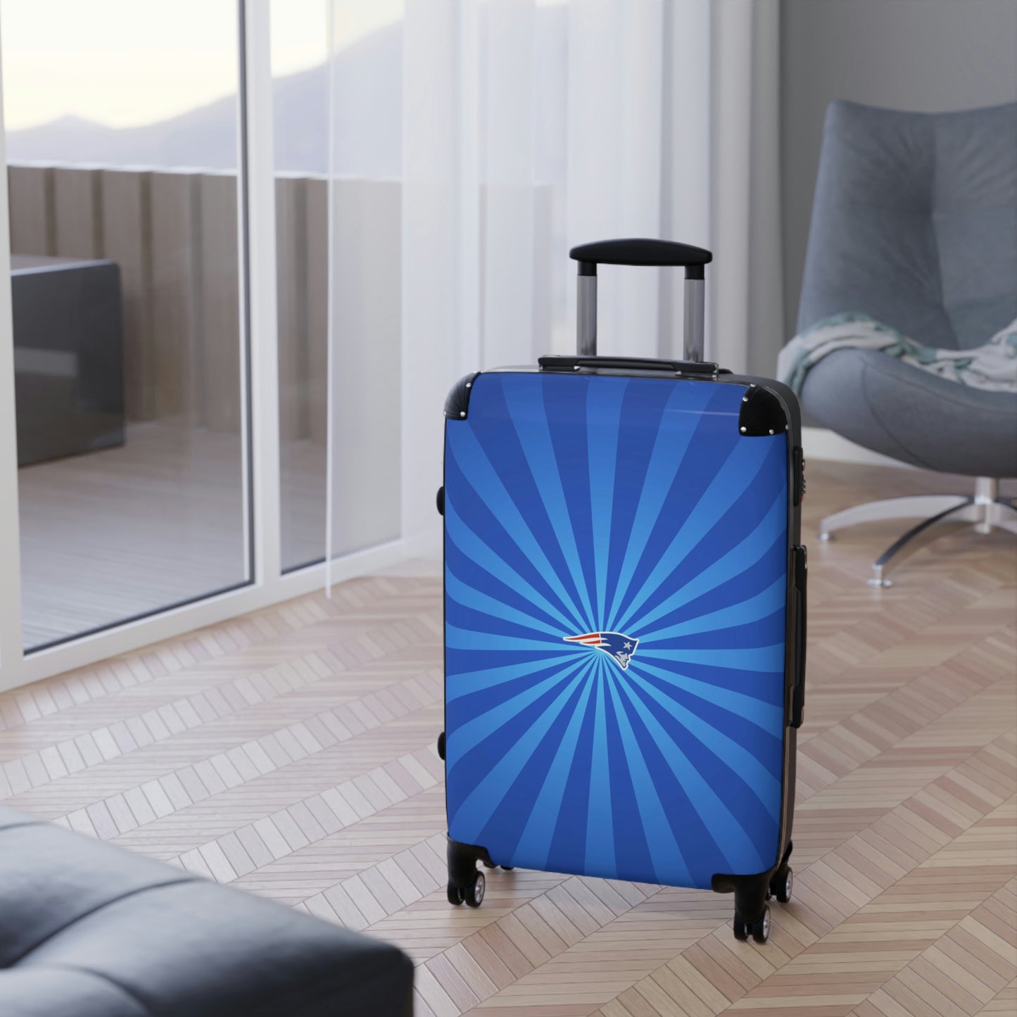 Geotrott New England Patriots National Football League NFL Team Logo Cabin Suitcase Rolling Luggage Checking Bag