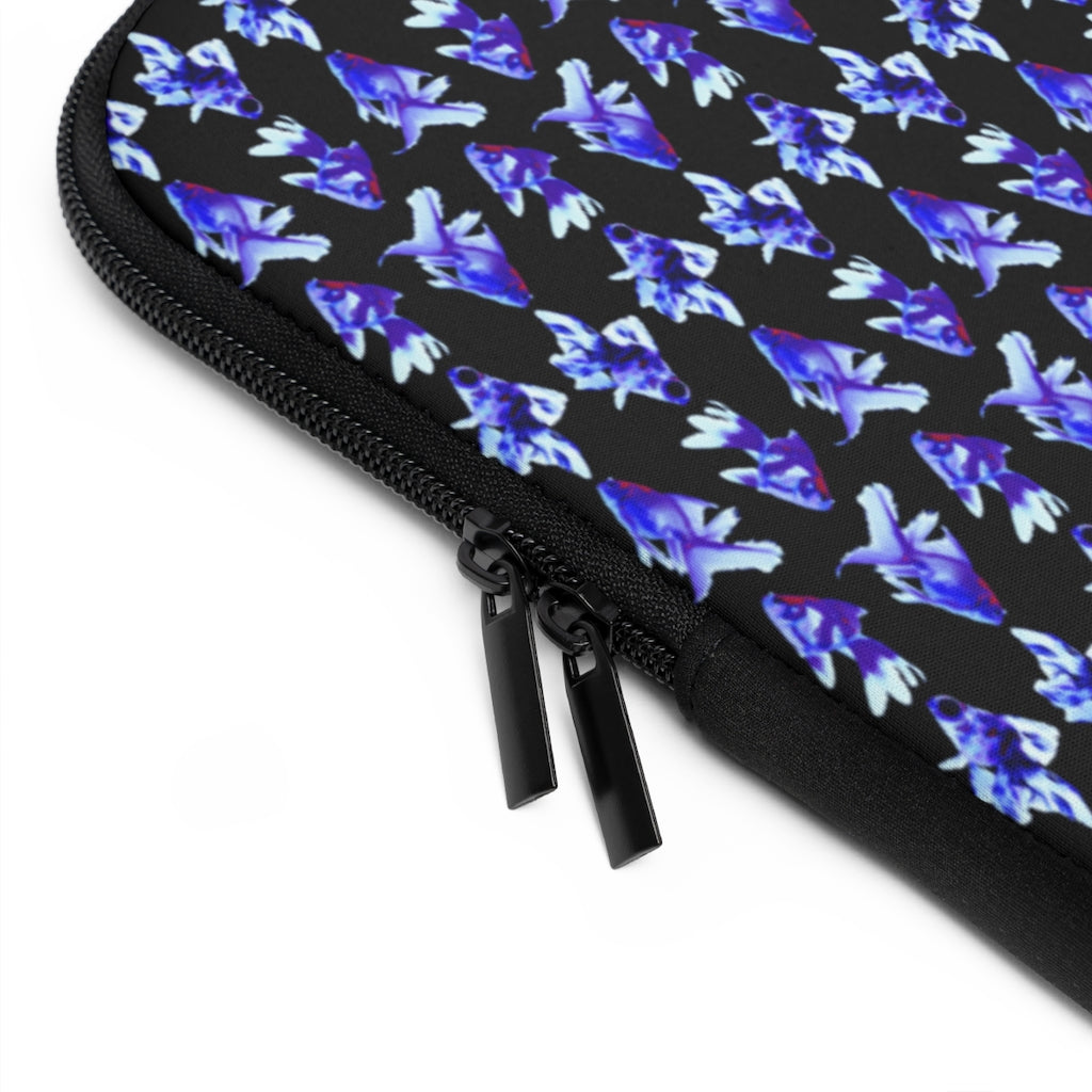Geotrott Blue Goldfish Pattern Black Laptop Sleeve