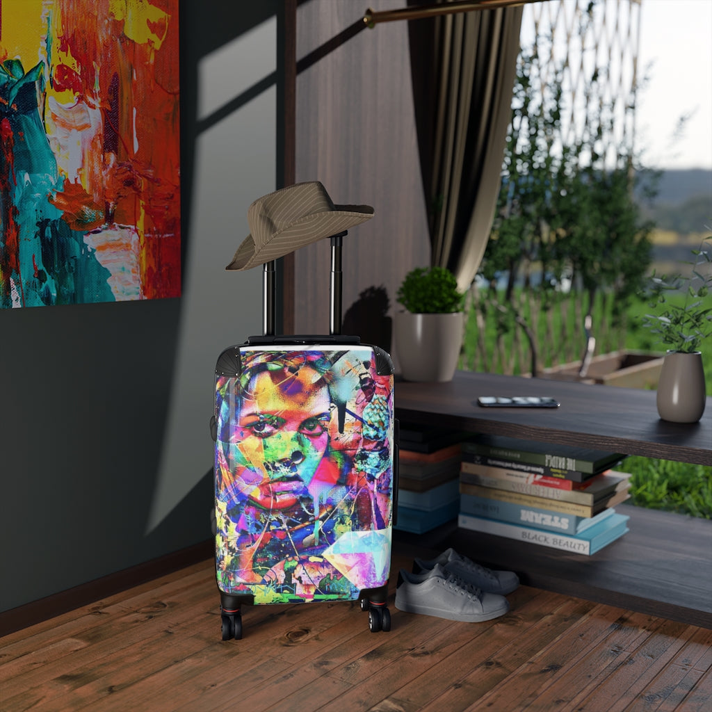 Geotrott Girl Drama Graffiti Cabin Suitcase Extended Storage Adjustable Telescopic Handle Double Wheeled Polycarbonate Hard-Shell Built-In Lock