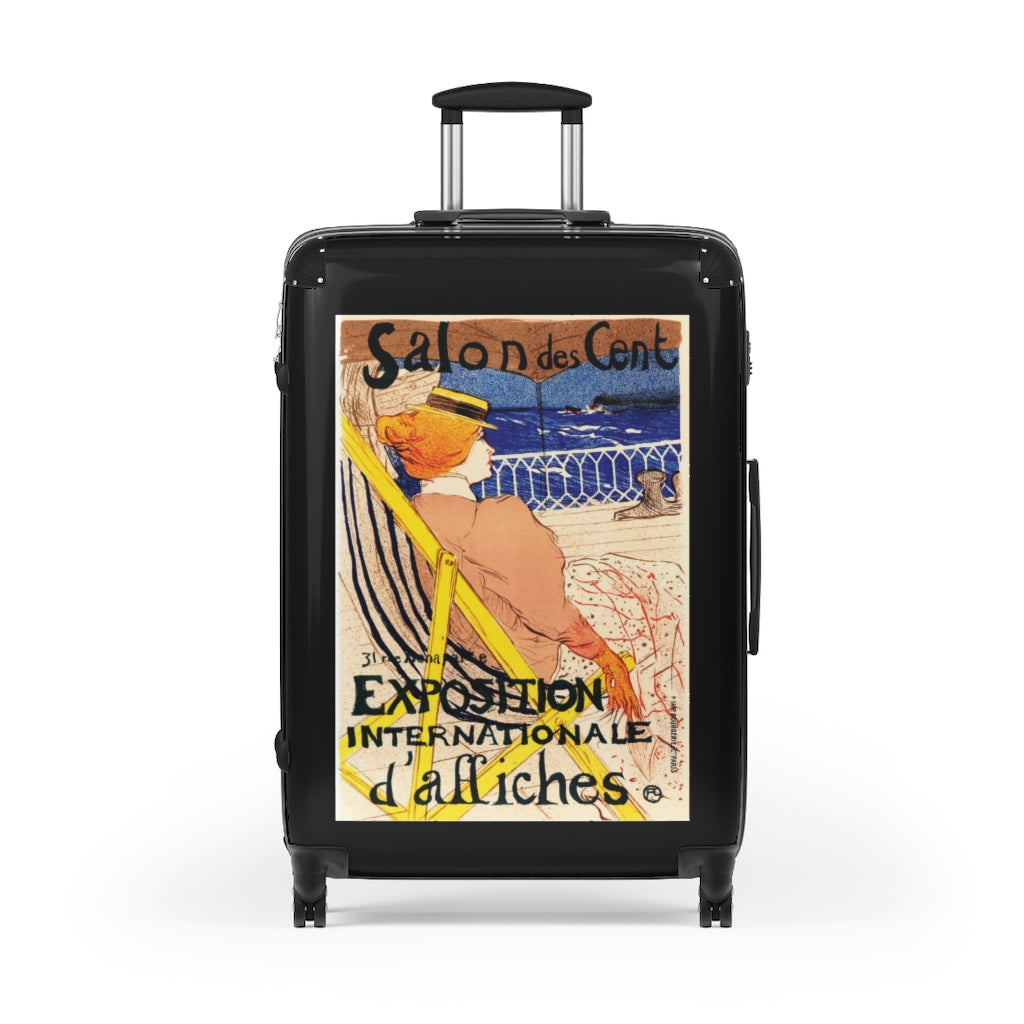 Geotrott Salon De Cent Exposition Internationale Di Affiches World Classic Poster Black Cabin Suitcase Extended Storage Adjustable Telescopic Handle Double Wheeled Polycarbonate Hard-Shell Built-In Lock