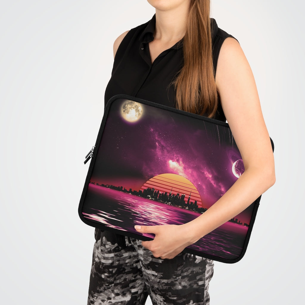 Geotrott Space City Sunset Violet Black Laptop Sleeve