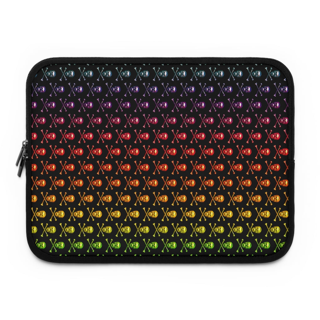 Getrott Raibow Skull and Bones Pattern Black Laptop Sleeve-Laptop Sleeve-Geotrott