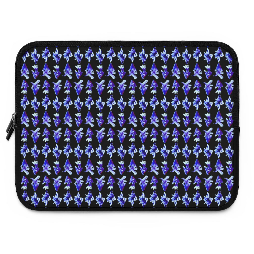 Geotrott Blue Goldfish Pattern Black Laptop Sleeve
