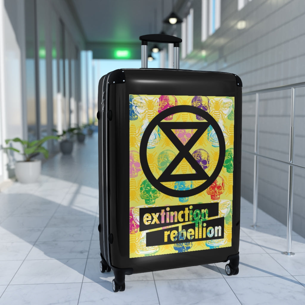 Getrott Extintion Rebellion Poster Black Cabin Suitcase Extended Storage Adjustable Telescopic Handle Double wheeled Polycarbonate Hard-shell Built-in Lock-Bags-Geotrott