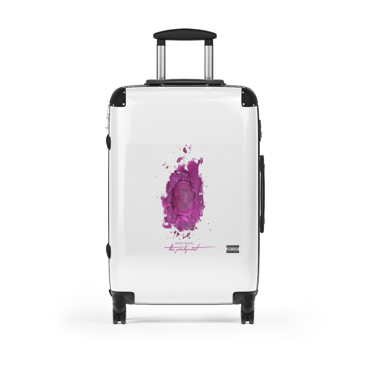 Getrott Nikki Minaj The Pink Print Black Cabin Suitcase Extended Storage Adjustable Telescopic Handle Double wheeled Polycarbonate Hard-shell Built-in Lock-Bags-Geotrott