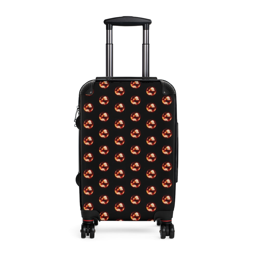 Geotrott Disco Balls Orange Pattern Black Cabin Suitcase Extended Storage Adjustable Telescopic Handle Double Wheeled Polycarbonate Hard-Shell Built-In Lock