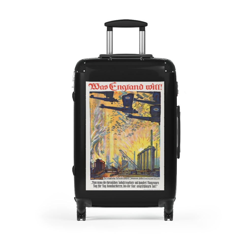 Geotrott Was England Will Egon Tschirch 1918 Black Cabin Suitcase Extended Storage Adjustable Telescopic Handle Double Wheeled Polycarbonate Hard-Shell Built-In Lock