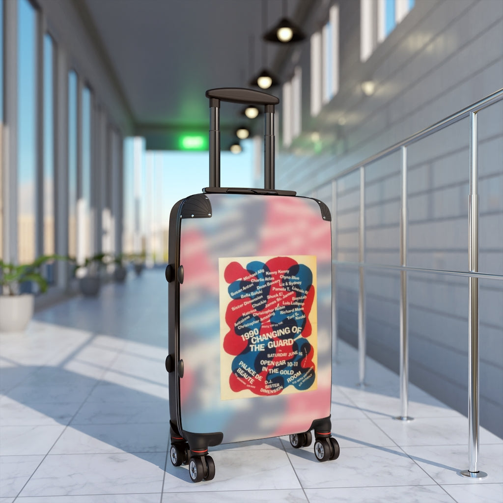 Getrott Palace De Beaute Nightclub Flyer 1990 Changing of The Guard Dj Sister Cabin Suitcase Extended Storage Adjustable Telescopic Handle Double wheeled Polycarbonate Hard-shell Built-in Lock-Bags-Geotrott