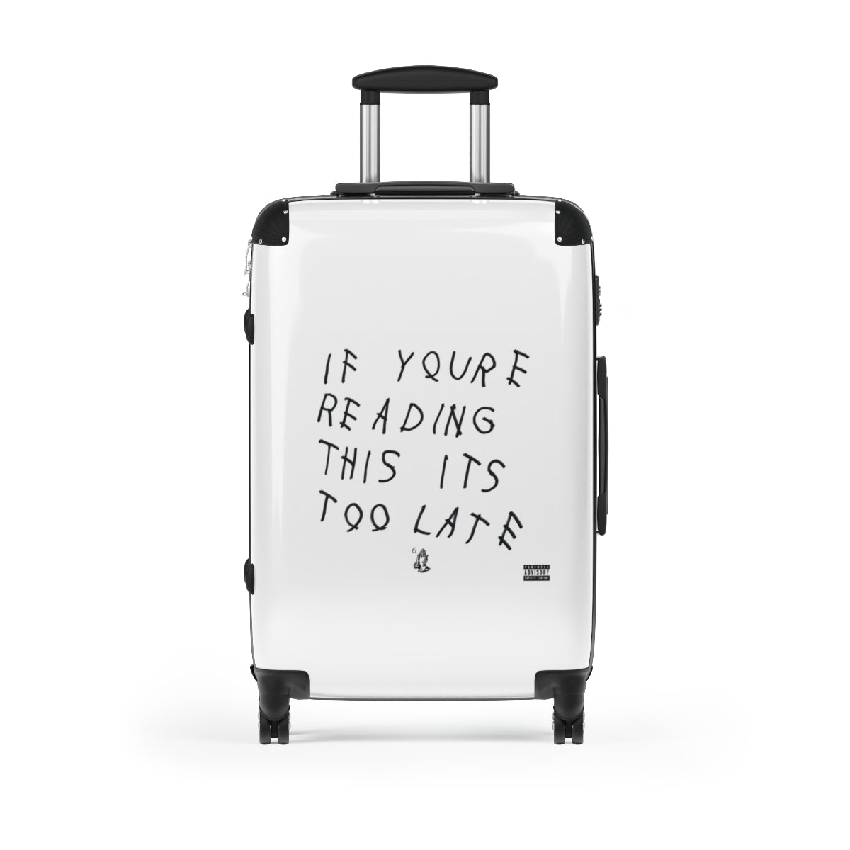 Getrott Drake If You’re Reading This It’s Too Late 2015 White Cabin Suitcase Extended Storage Adjustable Telescopic Handle Double wheeled Polycarbonate Hard-shell Built-in Lock-Bags-Geotrott