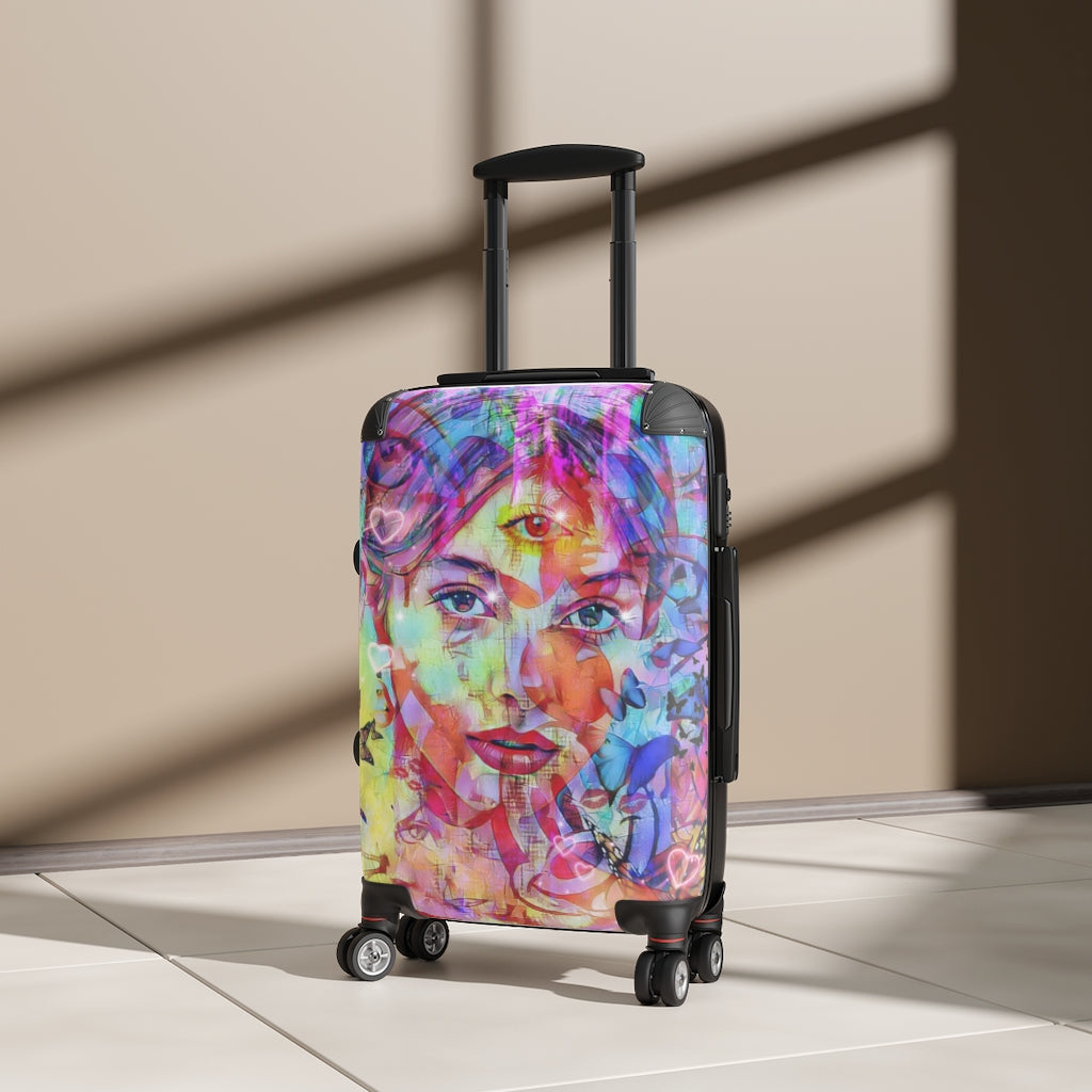 Geotrott Indian Princes Third Eye Graffiti Cabin Suitcase Extended Storage Adjustable Telescopic Handle Double Wheeled Polycarbonate Hard-Shell Built-In Lock