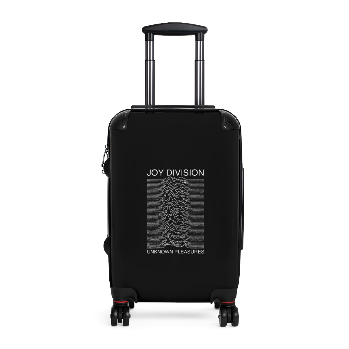 Geotrott Joy Division Unknown Pleasures 1979 Black Cabin Suitcase Extended Storage Adjustable Telescopic Handle Double Wheeled Polycarbonate Hard Shell Built In Lock