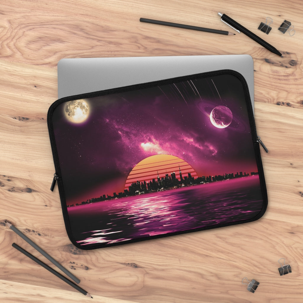 Geotrott Space City Sunset Violet Black Laptop Sleeve