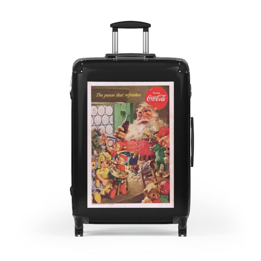 Getrott Classic Coca Cola Santa Claus World Classic Poster Black Cabin Suitcase Extended Storage Adjustable Telescopic Handle Double wheeled Polycarbonate Hard-shell Built-in Lock-Bags-Geotrott