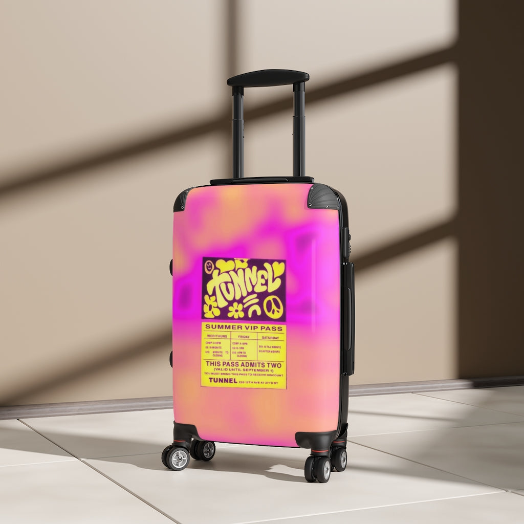 Getrott Tunnel nightclub Chelsea NYC Summer VIP Pass Pink Nightlife Flyers Cabin Suitcase Extended Storage Adjustable Telescopic Handle Double wheeled Polycarbonate Hard-shell Built-in Lock-Bags-Geotrott