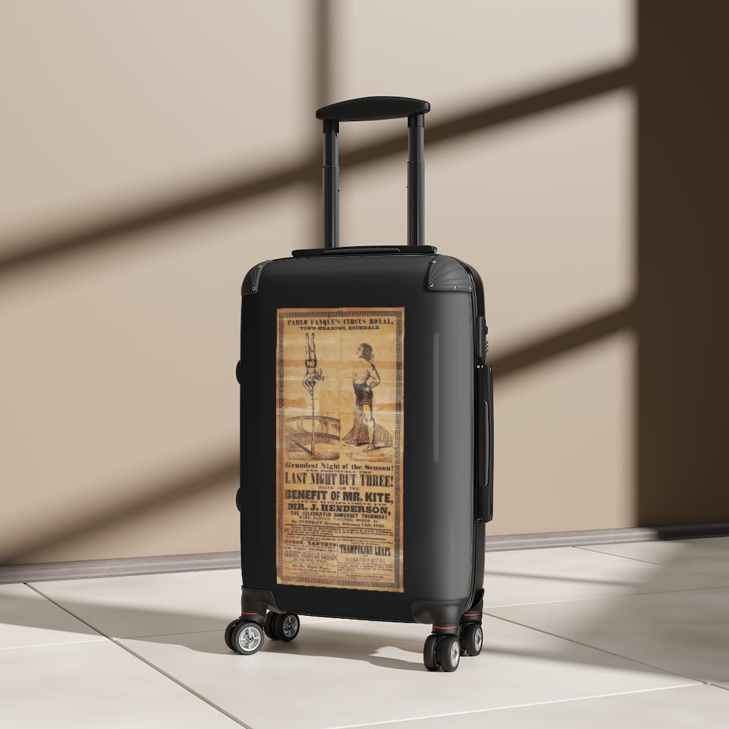 Geotrott Pablo Fanques Circus Royal Town Meadows Rochdale The Last Night But Three Mr Kite Mr J Henderson World Classic Poster Black Cabin Suitcase Carry-On Travel Check Luggage 4-Wheel Spinner Suitcase Bag Multiple Colors And Sizes
