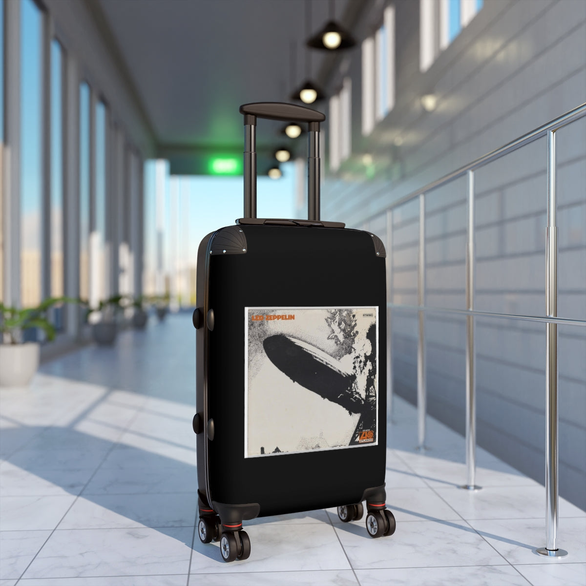 Geotrott Led Zeppelin Led Zeppelin 1969 Black Cabin Suitcase Extended Storage Adjustable Telescopic Handle Double Wheeled Polycarbonate Hard Shell Built In Lock