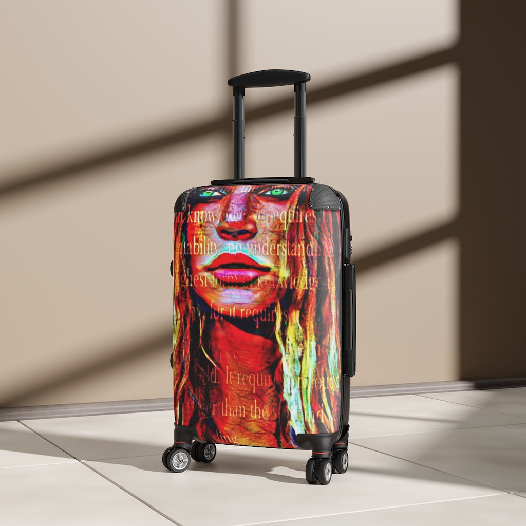 Geotrott Pop Star Face Graffiti Art Cabin Suitcase Extended Storage Adjustable Telescopic Handle Double Wheeled Polycarbonate Hard-Shell Built-In Lock