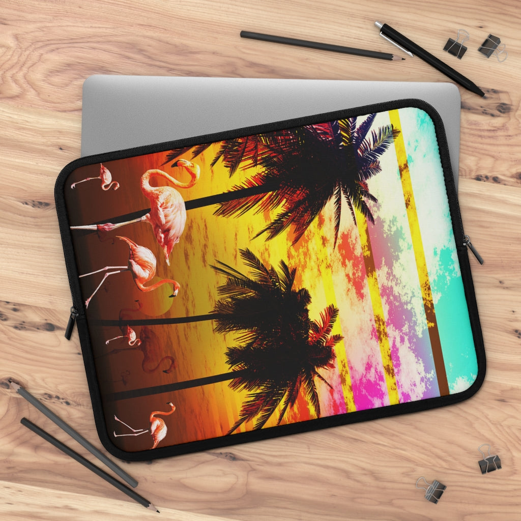 Getrott Beach Sunset Flamingos Laptop Sleeve-Laptop Sleeve-Geotrott